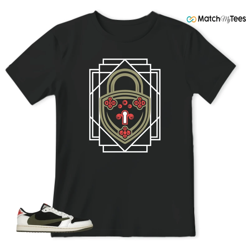 NIKE AIR JORDAN 1 RETRO LOW OG SP TRAVIS SCOTT OLIVE SNEAKER Matching Tees t-shirt