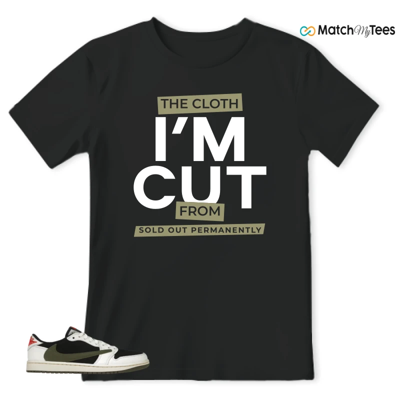 NIKE AIR JORDAN 1 RETRO LOW OG SP TRAVIS SCOTT OLIVE SNEAKER Matching Tees t-shirt