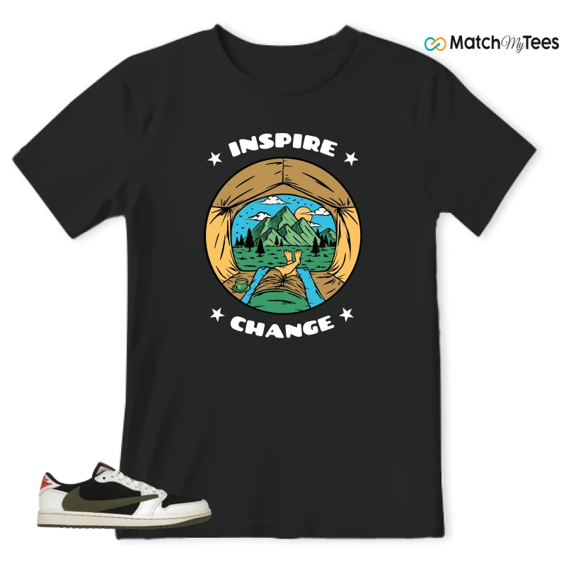NIKE AIR JORDAN 1 RETRO LOW OG SP TRAVIS SCOTT OLIVE SNEAKER Matching Tees t-shirt