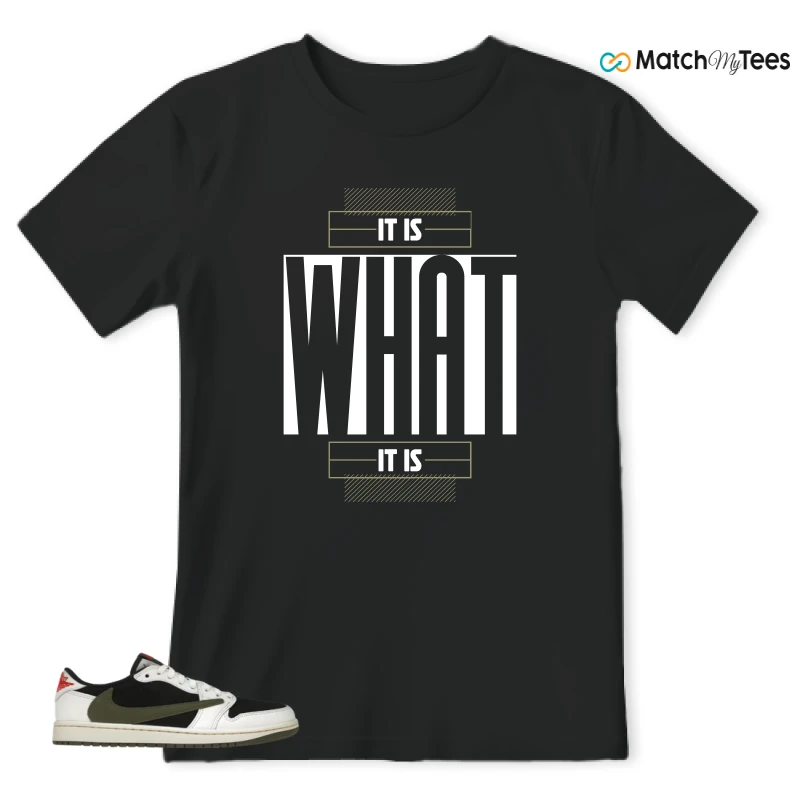 NIKE AIR JORDAN 1 RETRO LOW OG SP TRAVIS SCOTT OLIVE SNEAKER Matching Tees t-shirt
