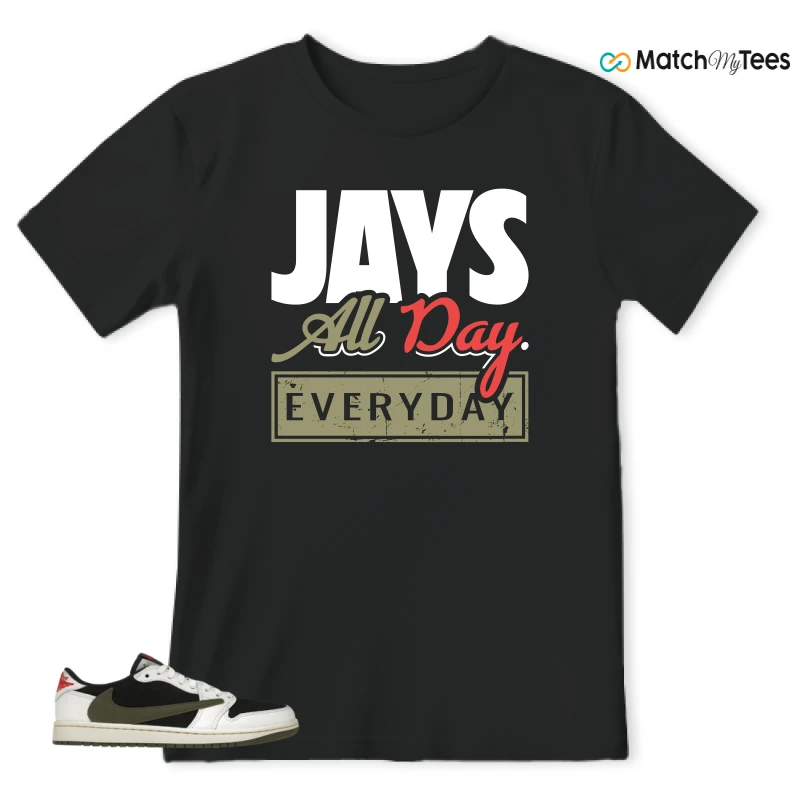 NIKE AIR JORDAN 1 RETRO LOW OG SP TRAVIS SCOTT OLIVE SNEAKER Matching Tees t-shirt