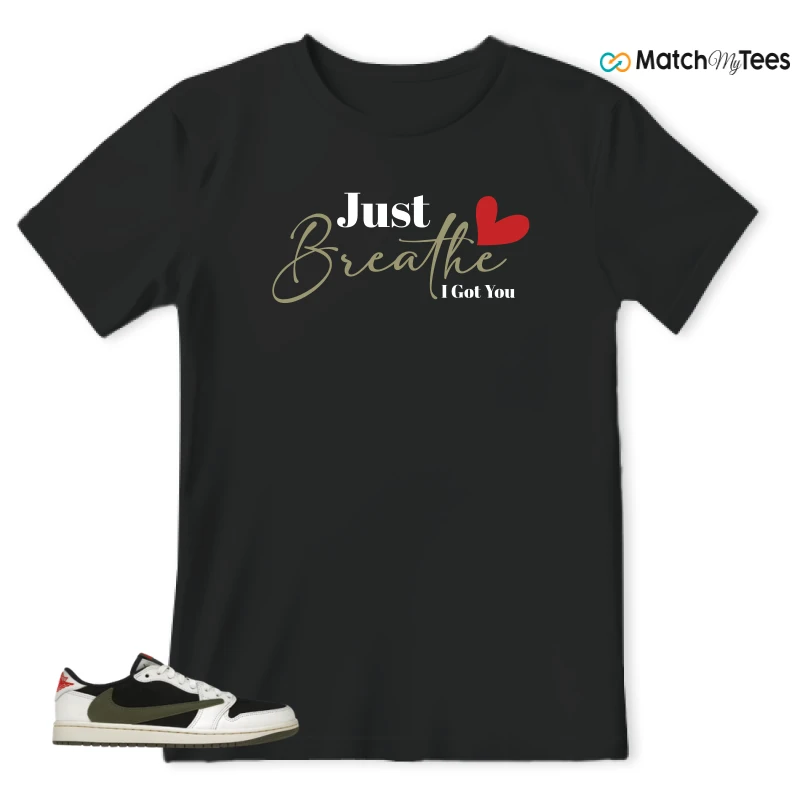 NIKE AIR JORDAN 1 RETRO LOW OG SP TRAVIS SCOTT OLIVE SNEAKER Matching Tees t-shirt
