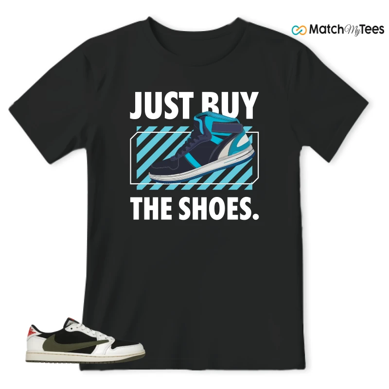 NIKE AIR JORDAN 1 RETRO LOW OG SP TRAVIS SCOTT OLIVE SNEAKER Matching Tees t-shirt