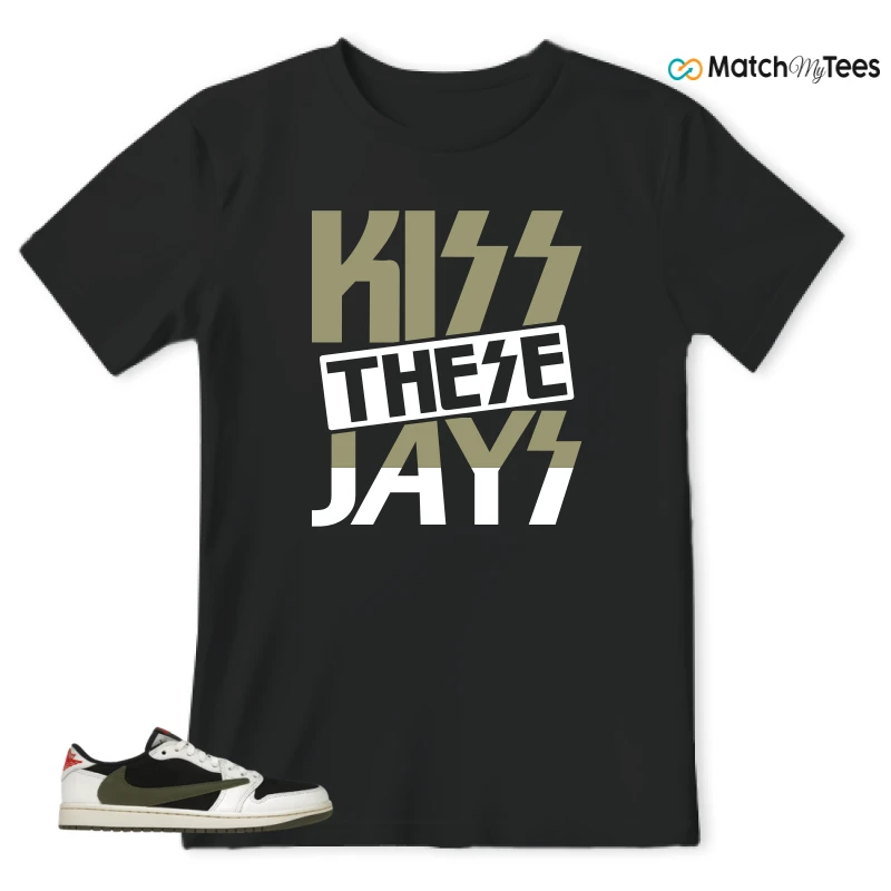 NIKE AIR JORDAN 1 RETRO LOW OG SP TRAVIS SCOTT OLIVE SNEAKER Matching Tees t-shirt