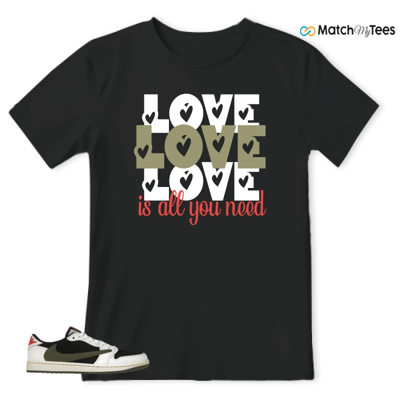 NIKE AIR JORDAN 1 RETRO LOW OG SP TRAVIS SCOTT OLIVE SNEAKER Matching Tees t-shirt