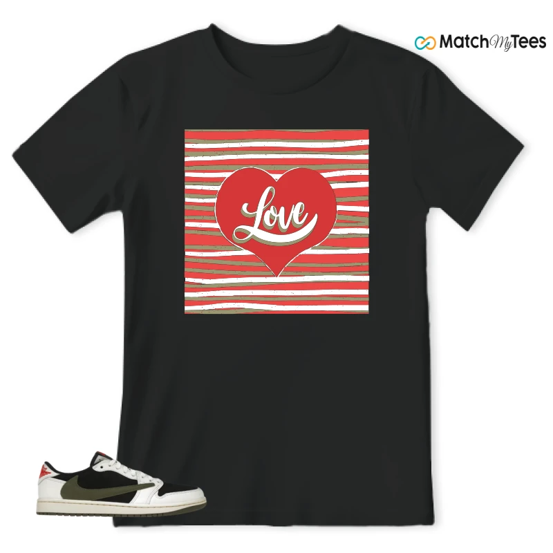 NIKE AIR JORDAN 1 RETRO LOW OG SP TRAVIS SCOTT OLIVE SNEAKER Matching Tees t-shirt