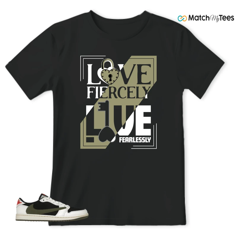 NIKE AIR JORDAN 1 RETRO LOW OG SP TRAVIS SCOTT OLIVE SNEAKER Matching Tees t-shirt