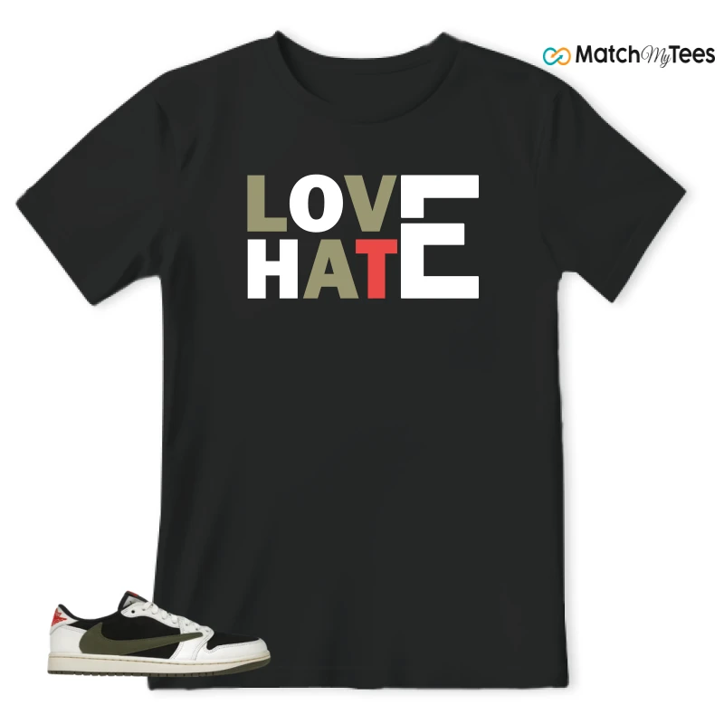 NIKE AIR JORDAN 1 RETRO LOW OG SP TRAVIS SCOTT OLIVE SNEAKER Matching Tees t-shirt
