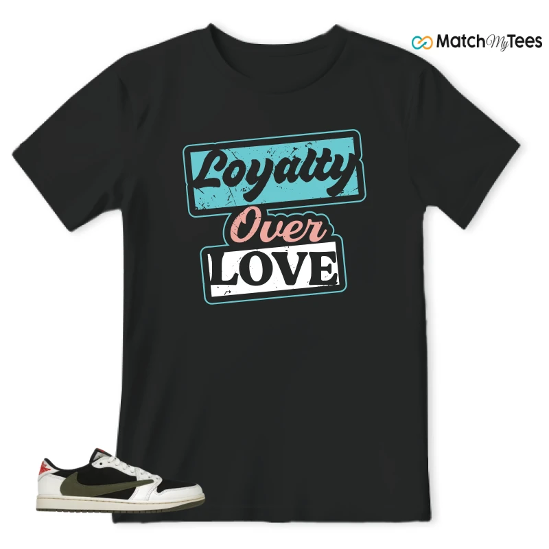 NIKE AIR JORDAN 1 RETRO LOW OG SP TRAVIS SCOTT OLIVE SNEAKER Matching Tees t-shirt