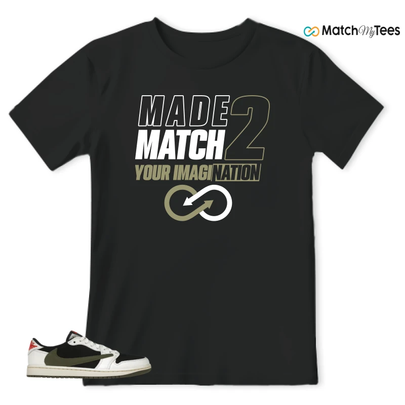 NIKE AIR JORDAN 1 RETRO LOW OG SP TRAVIS SCOTT OLIVE SNEAKER Matching Tees t-shirt