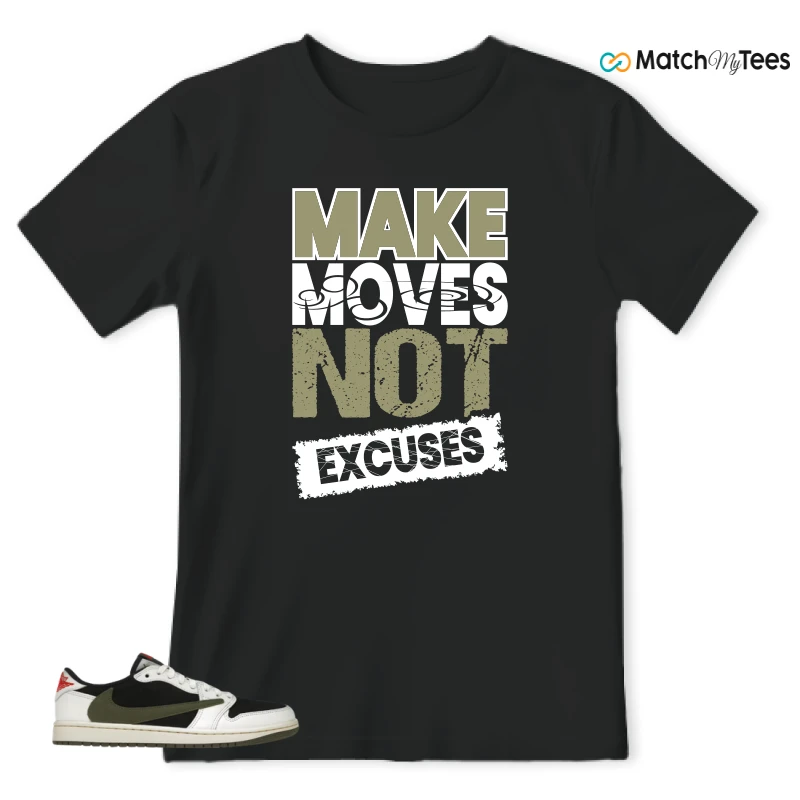 NIKE AIR JORDAN 1 RETRO LOW OG SP TRAVIS SCOTT OLIVE SNEAKER Matching Tees t-shirt