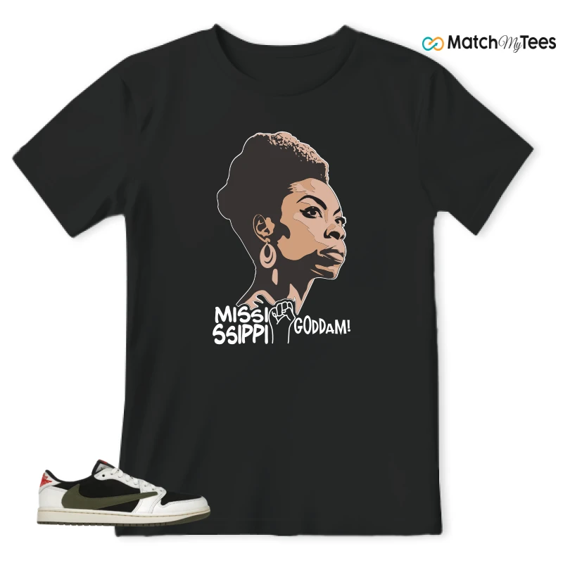 NIKE AIR JORDAN 1 RETRO LOW OG SP TRAVIS SCOTT OLIVE SNEAKER Matching Tees t-shirt