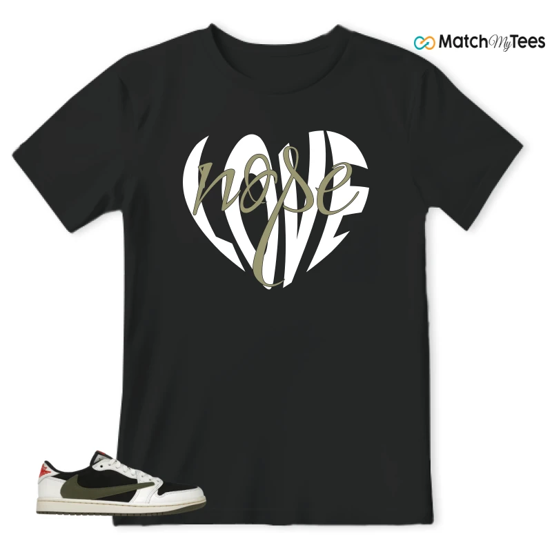 NIKE AIR JORDAN 1 RETRO LOW OG SP TRAVIS SCOTT OLIVE SNEAKER Matching Tees t-shirt
