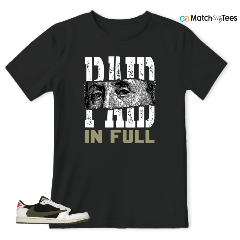 NIKE AIR JORDAN 1 RETRO LOW OG SP TRAVIS SCOTT OLIVE SNEAKER Matching Tees t-shirt