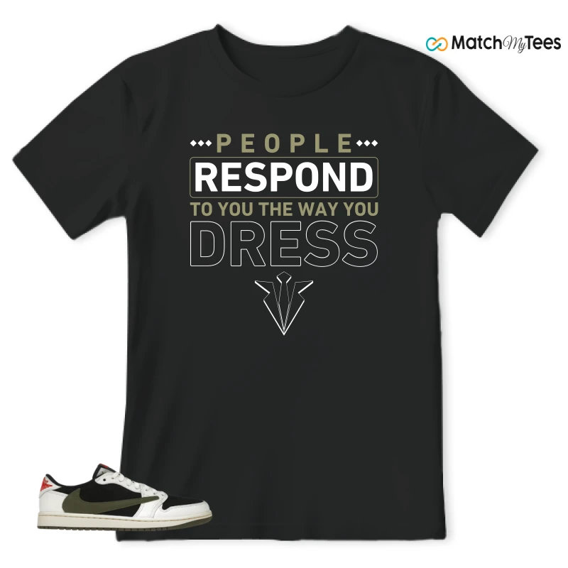 NIKE AIR JORDAN 1 RETRO LOW OG SP TRAVIS SCOTT OLIVE SNEAKER Matching Tees t-shirt