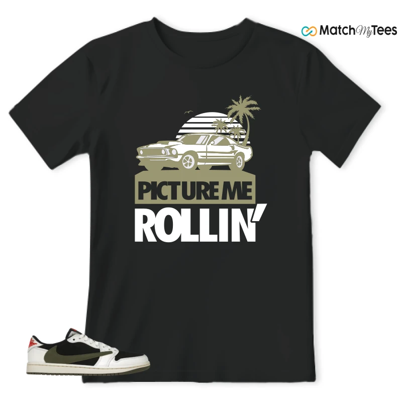 NIKE AIR JORDAN 1 RETRO LOW OG SP TRAVIS SCOTT OLIVE SNEAKER Matching Tees t-shirt