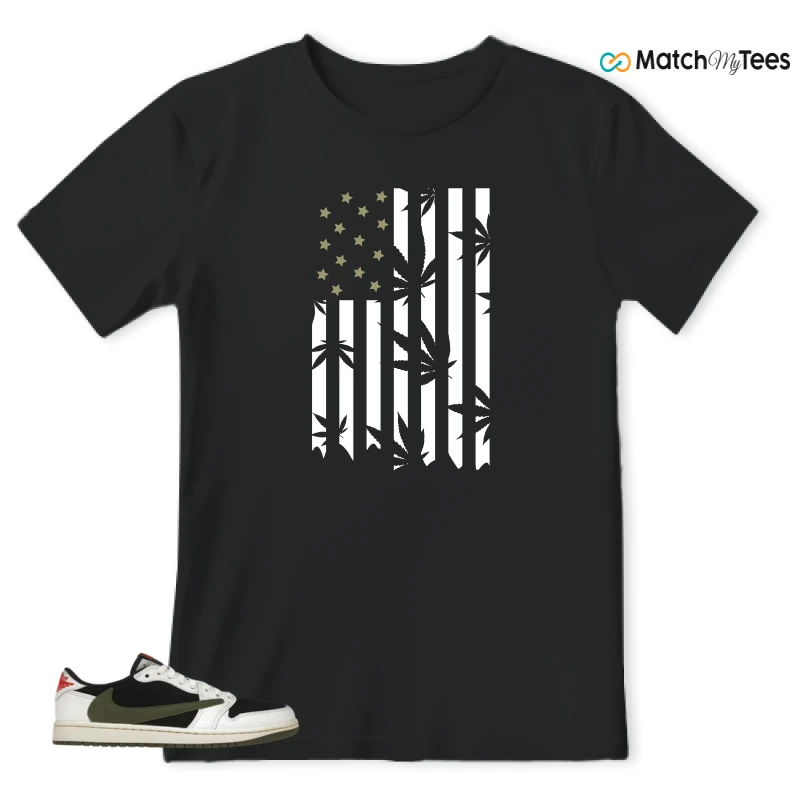 NIKE AIR JORDAN 1 RETRO LOW OG SP TRAVIS SCOTT OLIVE SNEAKER Matching Tees t-shirt