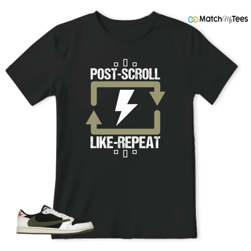 NIKE AIR JORDAN 1 RETRO LOW OG SP TRAVIS SCOTT OLIVE SNEAKER Matching Tees t-shirt