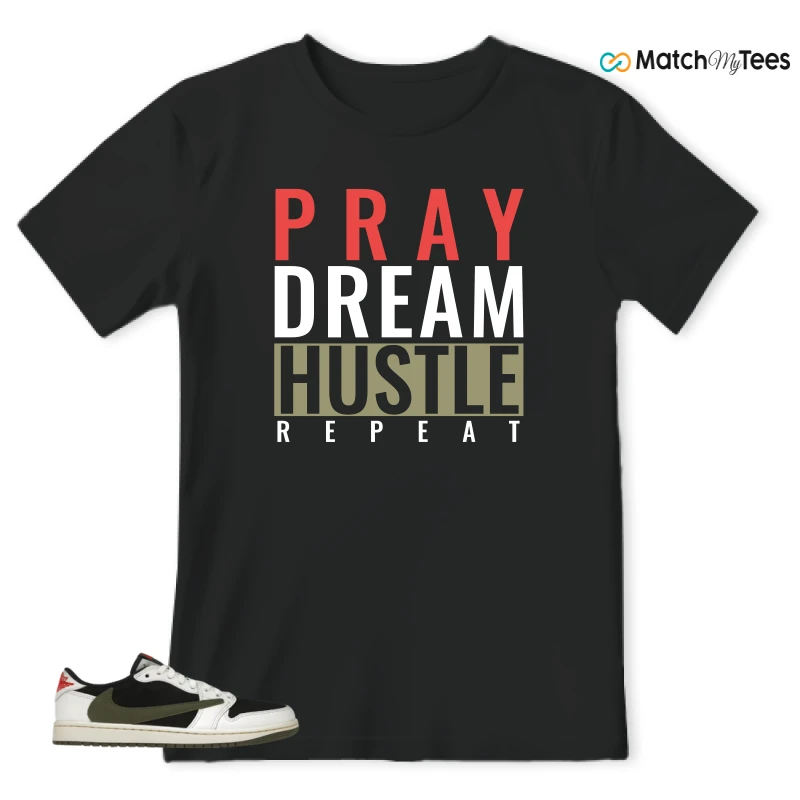 NIKE AIR JORDAN 1 RETRO LOW OG SP TRAVIS SCOTT OLIVE SNEAKER Matching Tees t-shirt