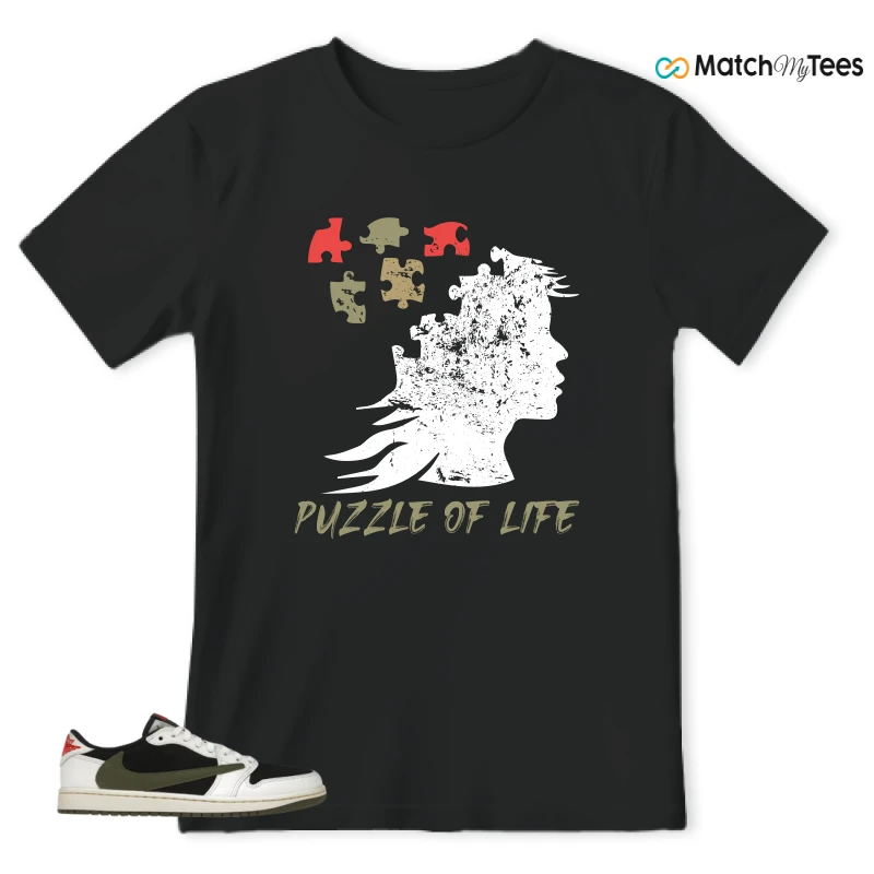 NIKE AIR JORDAN 1 RETRO LOW OG SP TRAVIS SCOTT OLIVE SNEAKER Matching Tees t-shirt