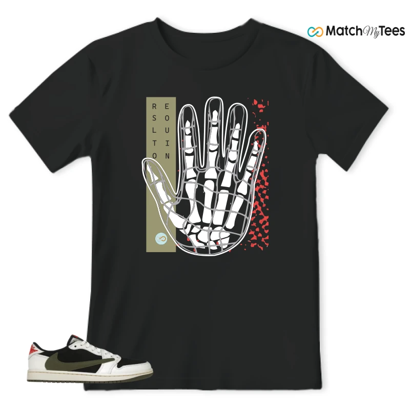 NIKE AIR JORDAN 1 RETRO LOW OG SP TRAVIS SCOTT OLIVE SNEAKER Matching Tees t-shirt