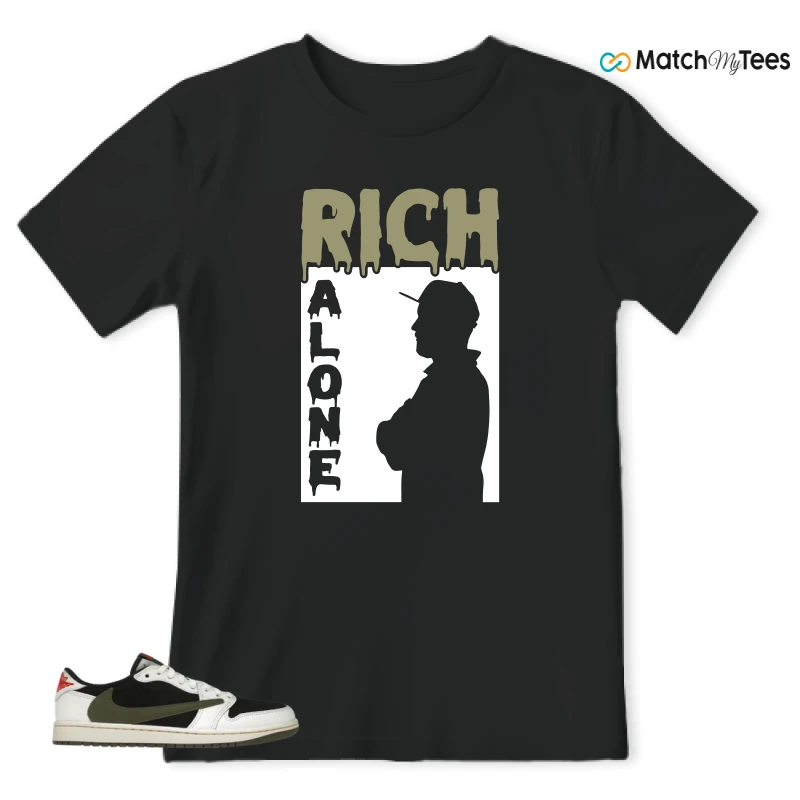 NIKE AIR JORDAN 1 RETRO LOW OG SP TRAVIS SCOTT OLIVE SNEAKER Matching Tees t-shirt