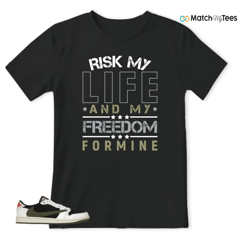 NIKE AIR JORDAN 1 RETRO LOW OG SP TRAVIS SCOTT OLIVE SNEAKER Matching Tees t-shirt