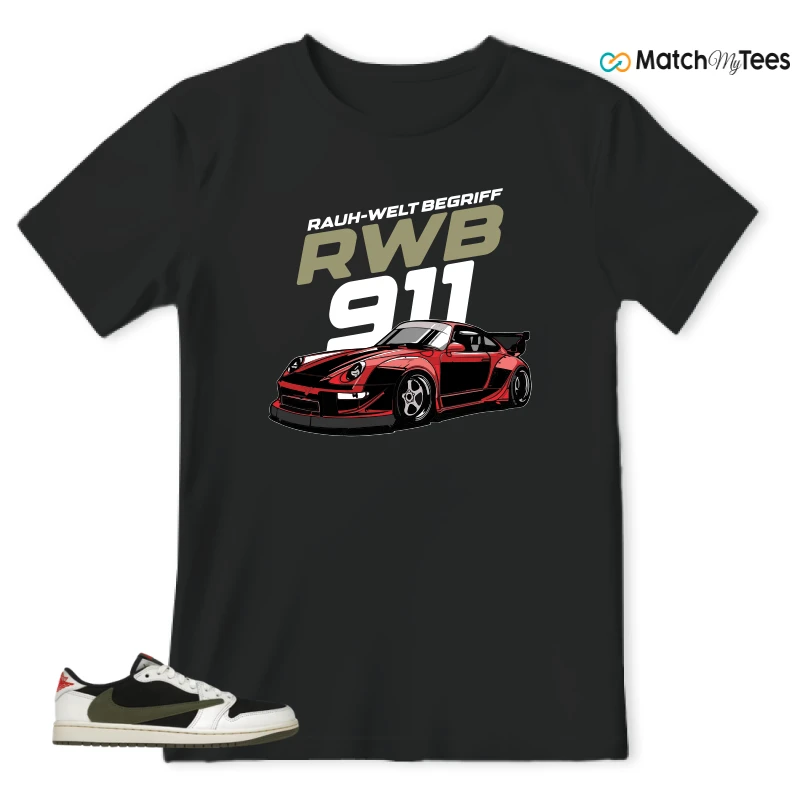 NIKE AIR JORDAN 1 RETRO LOW OG SP TRAVIS SCOTT OLIVE SNEAKER Matching Tees t-shirt