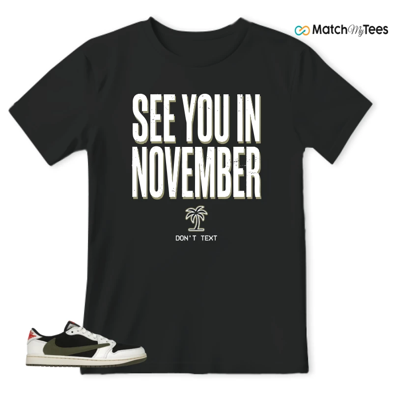 NIKE AIR JORDAN 1 RETRO LOW OG SP TRAVIS SCOTT OLIVE SNEAKER Matching Tees t-shirt