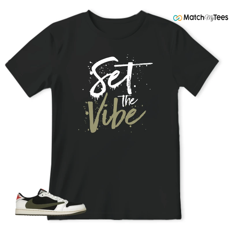 NIKE AIR JORDAN 1 RETRO LOW OG SP TRAVIS SCOTT OLIVE SNEAKER Matching Tees t-shirt