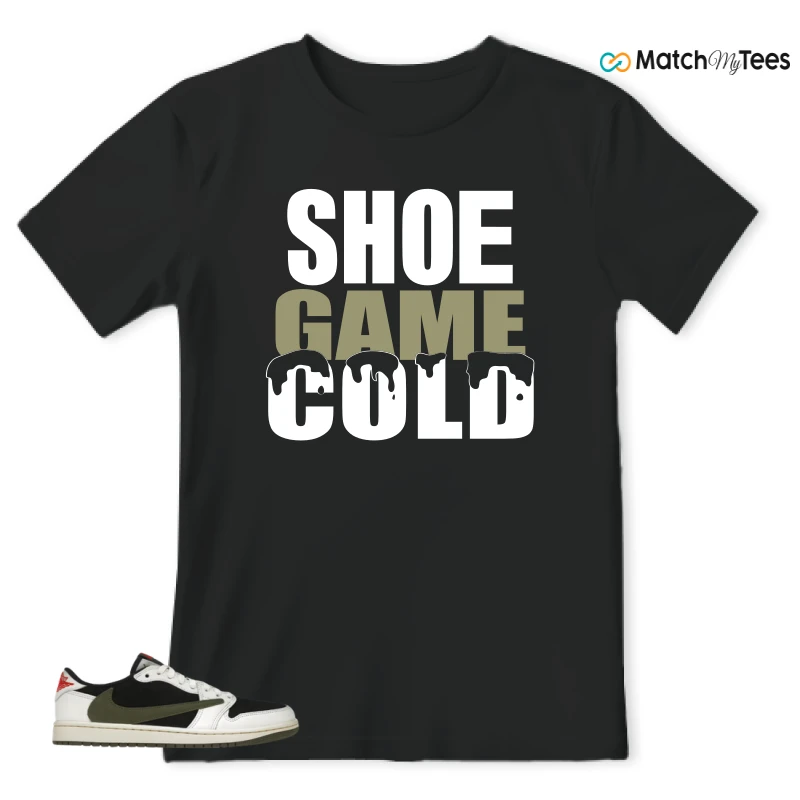 NIKE AIR JORDAN 1 RETRO LOW OG SP TRAVIS SCOTT OLIVE SNEAKER Matching Tees t-shirt