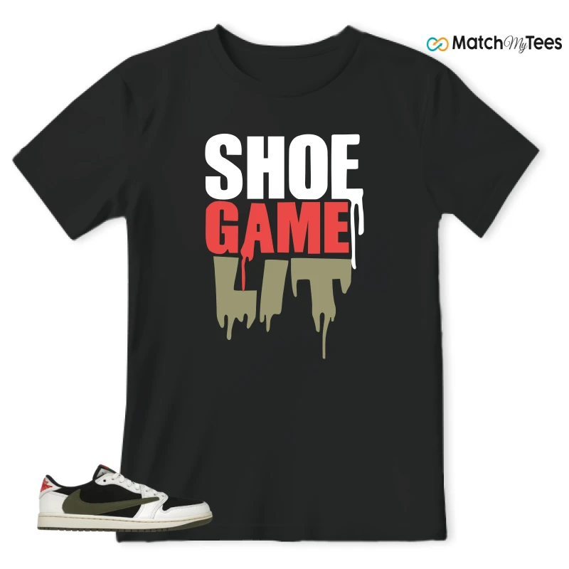 NIKE AIR JORDAN 1 RETRO LOW OG SP TRAVIS SCOTT OLIVE SNEAKER Matching Tees t-shirt