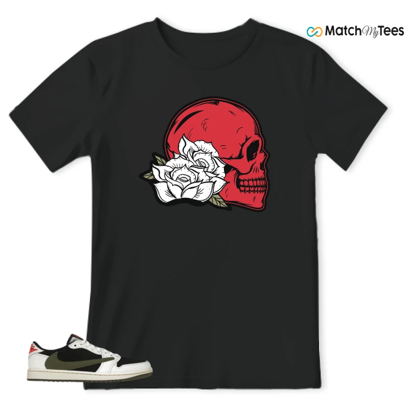 NIKE AIR JORDAN 1 RETRO LOW OG SP TRAVIS SCOTT OLIVE SNEAKER Matching Tees t-shirt