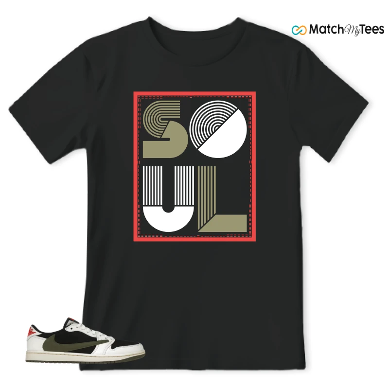 NIKE AIR JORDAN 1 RETRO LOW OG SP TRAVIS SCOTT OLIVE SNEAKER Matching Tees t-shirt