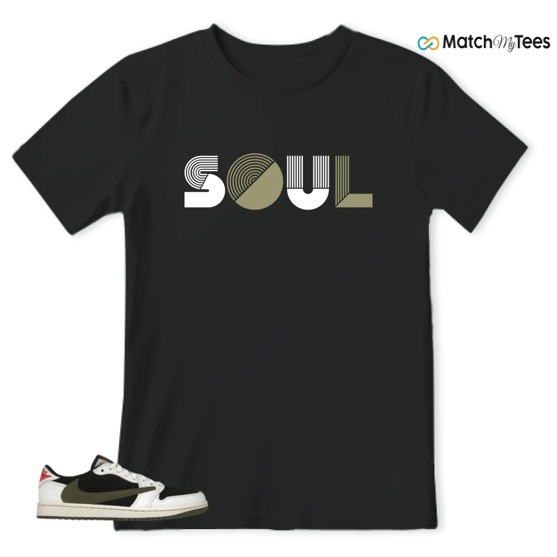 NIKE AIR JORDAN 1 RETRO LOW OG SP TRAVIS SCOTT OLIVE SNEAKER Matching Tees t-shirt