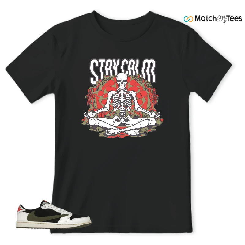 NIKE AIR JORDAN 1 RETRO LOW OG SP TRAVIS SCOTT OLIVE SNEAKER Matching Tees t-shirt