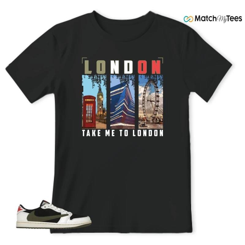 NIKE AIR JORDAN 1 RETRO LOW OG SP TRAVIS SCOTT OLIVE SNEAKER Matching Tees t-shirt