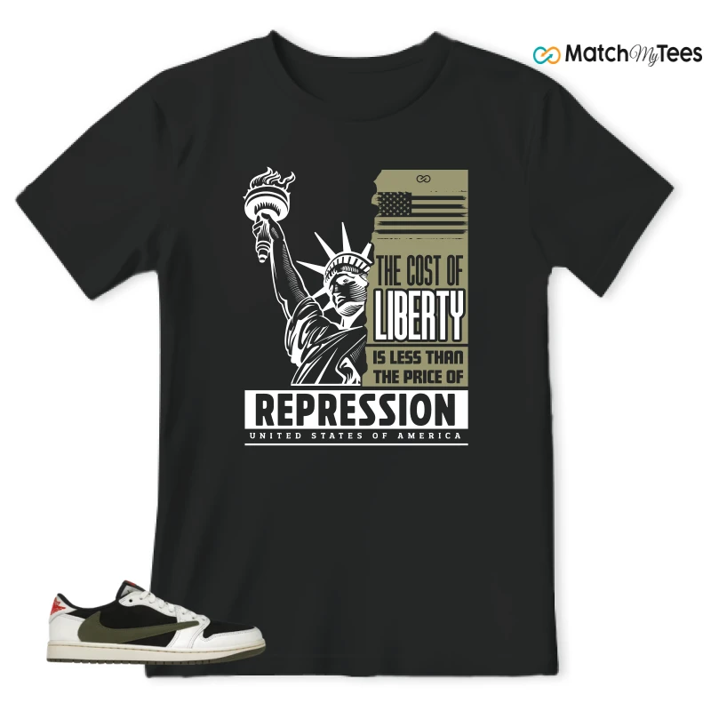 NIKE AIR JORDAN 1 RETRO LOW OG SP TRAVIS SCOTT OLIVE SNEAKER Matching Tees t-shirt