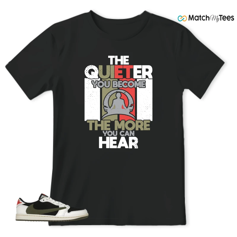 NIKE AIR JORDAN 1 RETRO LOW OG SP TRAVIS SCOTT OLIVE SNEAKER Matching Tees t-shirt