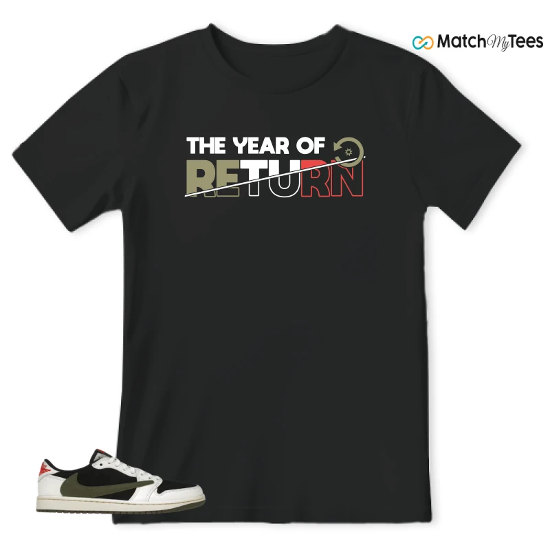 NIKE AIR JORDAN 1 RETRO LOW OG SP TRAVIS SCOTT OLIVE SNEAKER Matching Tees t-shirt