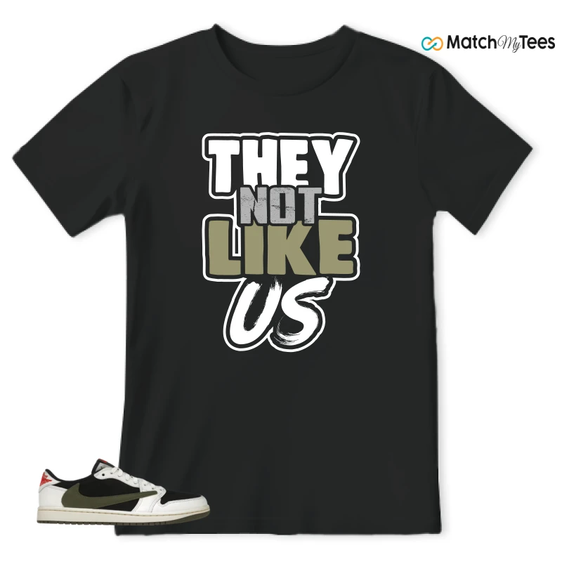 NIKE AIR JORDAN 1 RETRO LOW OG SP TRAVIS SCOTT OLIVE SNEAKER Matching Tees t-shirt