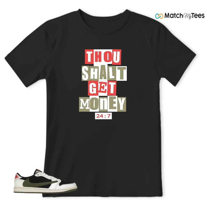 NIKE AIR JORDAN 1 RETRO LOW OG SP TRAVIS SCOTT OLIVE SNEAKER Matching Tees t-shirt