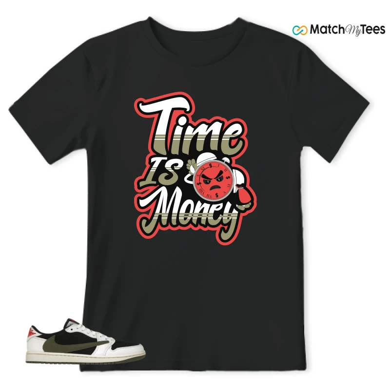 NIKE AIR JORDAN 1 RETRO LOW OG SP TRAVIS SCOTT OLIVE SNEAKER Matching Tees t-shirt
