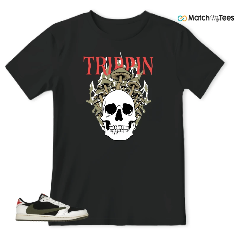 NIKE AIR JORDAN 1 RETRO LOW OG SP TRAVIS SCOTT OLIVE SNEAKER Matching Tees t-shirt