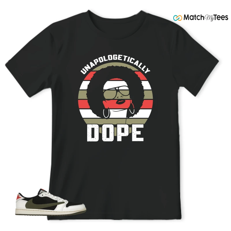 NIKE AIR JORDAN 1 RETRO LOW OG SP TRAVIS SCOTT OLIVE SNEAKER Matching Tees t-shirt