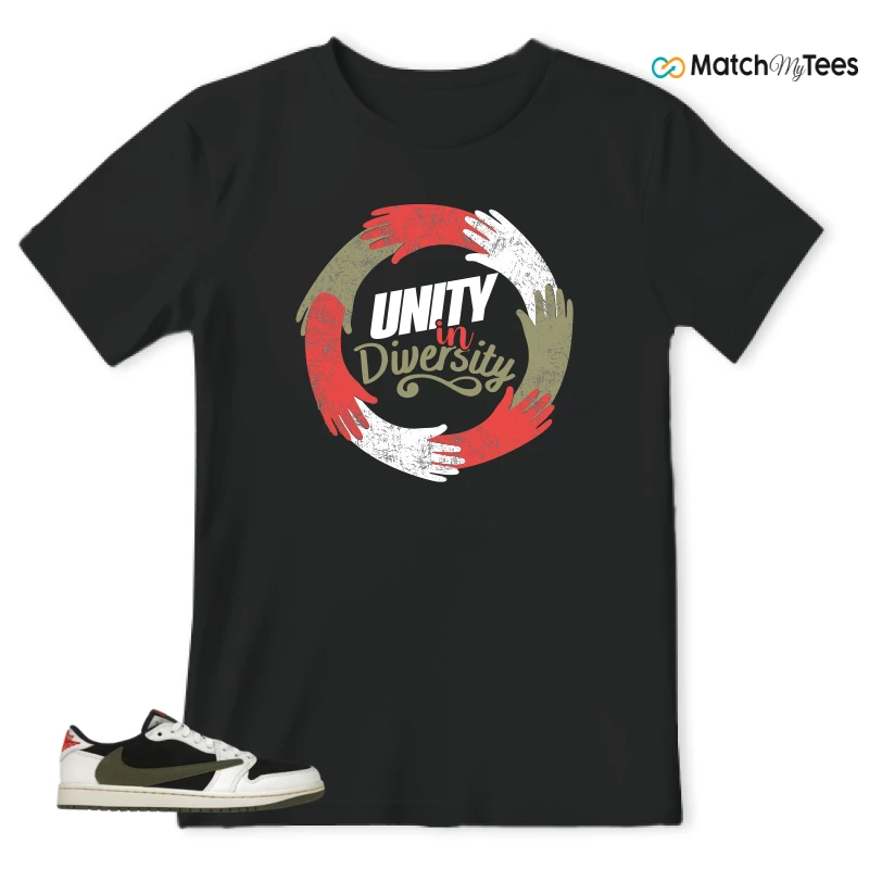 NIKE AIR JORDAN 1 RETRO LOW OG SP TRAVIS SCOTT OLIVE SNEAKER Matching Tees t-shirt