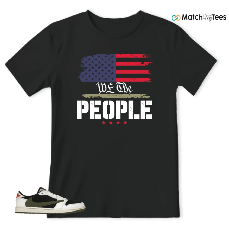 NIKE AIR JORDAN 1 RETRO LOW OG SP TRAVIS SCOTT OLIVE SNEAKER Matching Tees t-shirt
