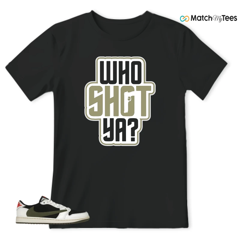 NIKE AIR JORDAN 1 RETRO LOW OG SP TRAVIS SCOTT OLIVE SNEAKER Matching Tees t-shirt