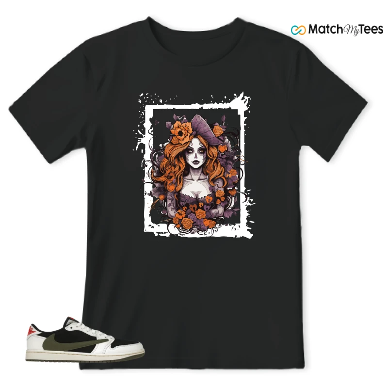 NIKE AIR JORDAN 1 RETRO LOW OG SP TRAVIS SCOTT OLIVE SNEAKER Matching Tees t-shirt