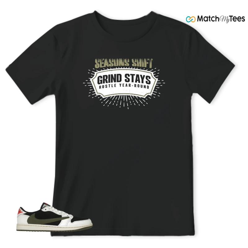 NIKE AIR JORDAN 1 RETRO LOW OG SP TRAVIS SCOTT OLIVE SNEAKER Matching Tees t-shirt